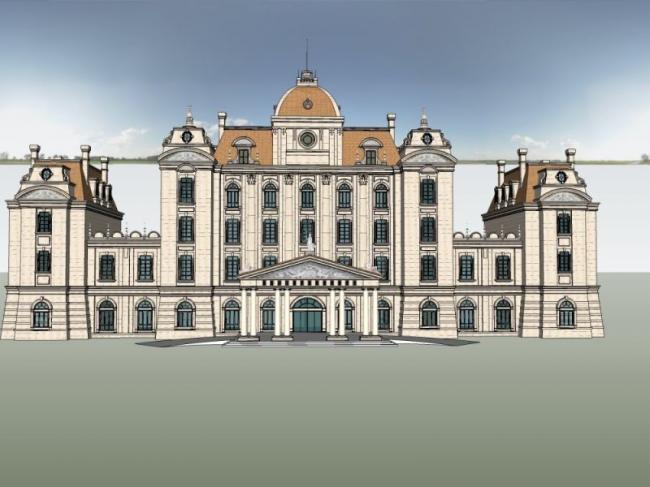 Sketchup酒店模型|多层酒店，古典风格