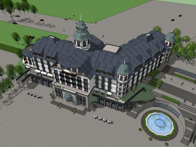 Sketchup酒店模型|多层酒店，古典风格