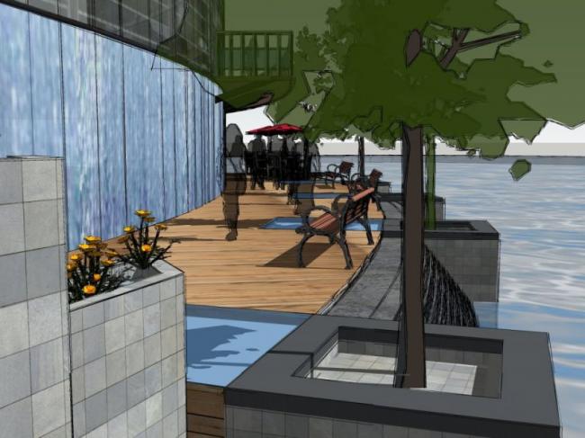 Sketchup景观模型|滨水景观，现代风格