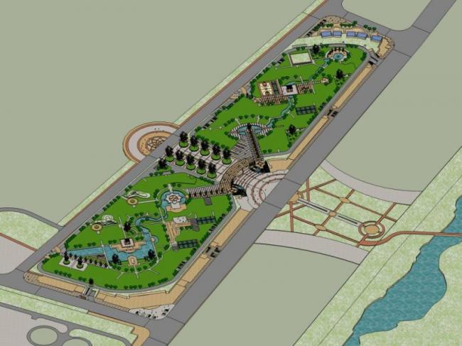 Sketchup景观模型|小区景观，住宅景观，古典风格