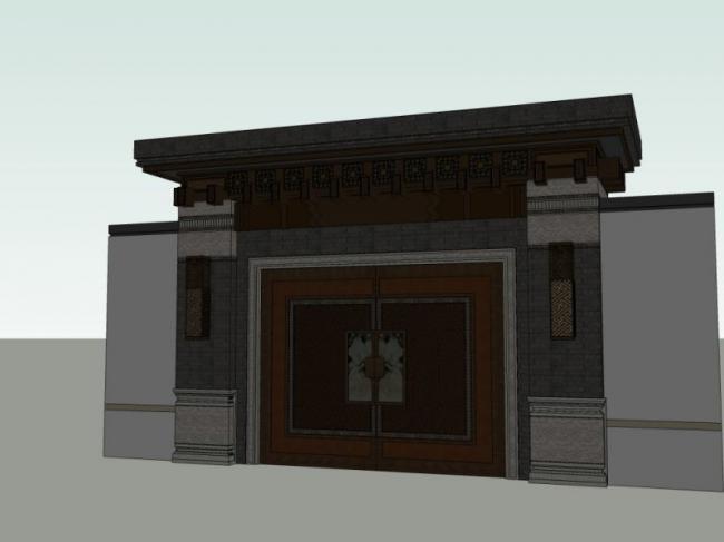 Sketchup小品模型|大宅门头，中式风格，小品，大门