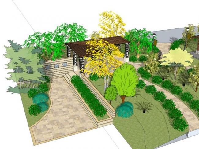 Sketchup景观模型|亭子景观，现代风格