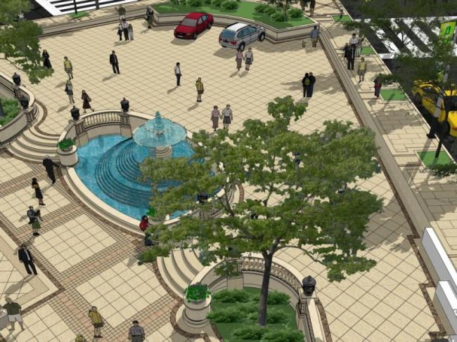 Sketchup景观模型|商业景观，古典风格