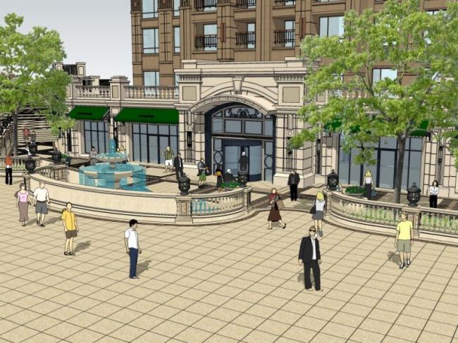 Sketchup景观模型|商业景观，古典风格