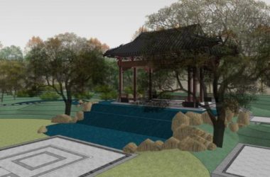 Sketchup景观模型|庭院景观，中式风格-BIM建筑网