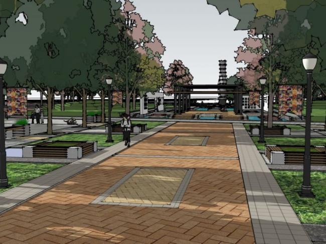 Sketchup景观模型|入口广场，现代风格