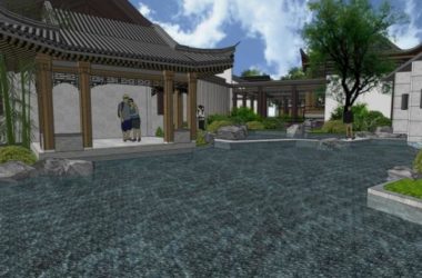 Sketchup景观模型|院落景观，中式风格-BIM建筑网