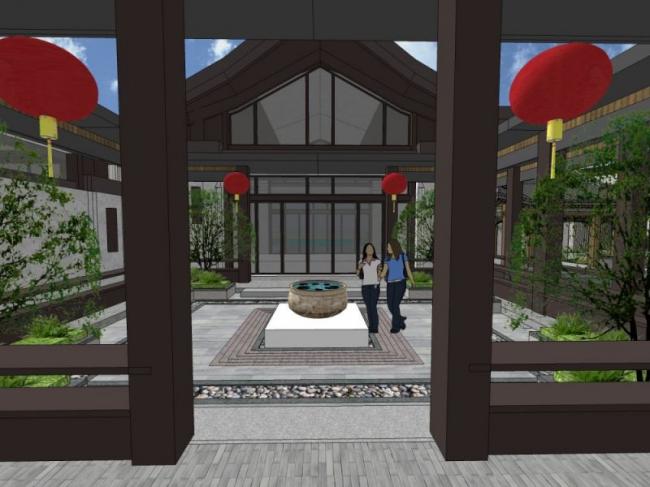 Sketchup景观模型|院落景观，中式风格