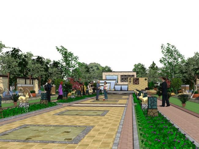 Sketchup景观模型|小区景观，住宅景观，古典风格