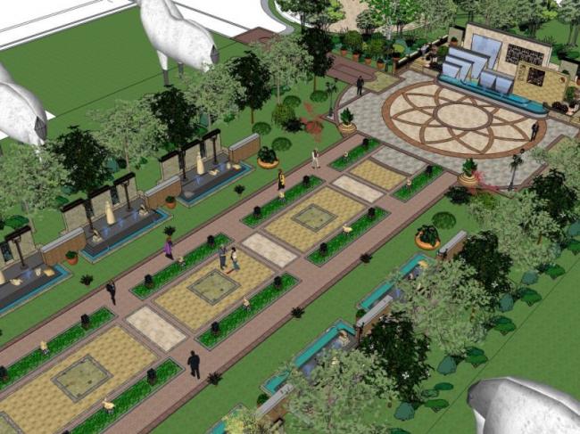 Sketchup景观模型|小区景观，住宅景观，古典风格