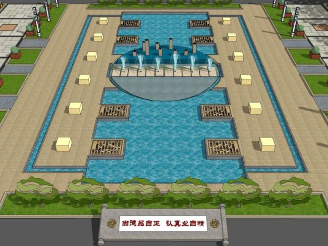 Sketchup景观模型|广场景观，古典风格