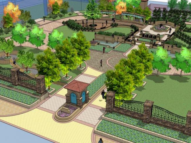 Sketchup景观模型|住宅景观，庭院景观，古典风格