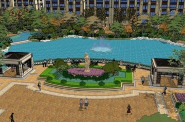 Sketchup景观模型|小区景观，住宅景观，古典风格-BIM建筑网