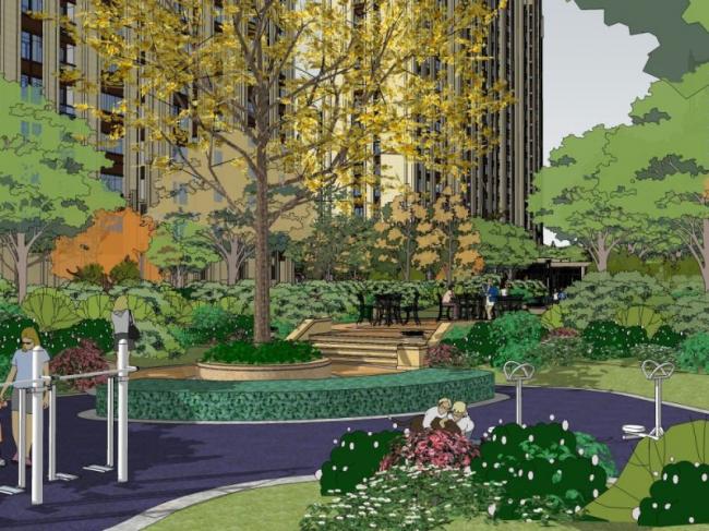 Sketchup景观模型|小区景观，住宅景观，古典风格