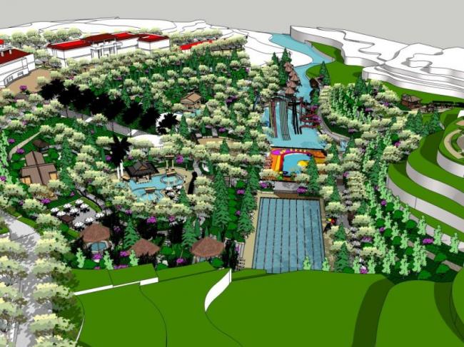 Sketchup景观模型|廊架景观，现代风格