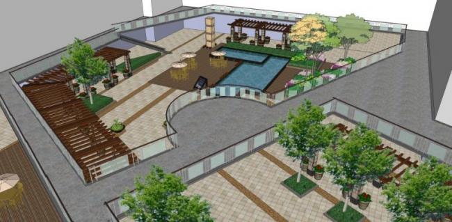 Sketchup景观模型|商业景观，现代风格