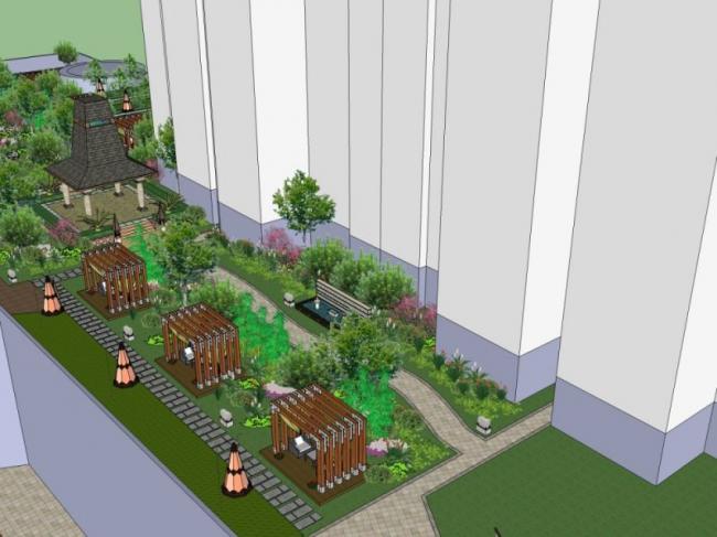 Sketchup景观模型|商业景观，现代风格