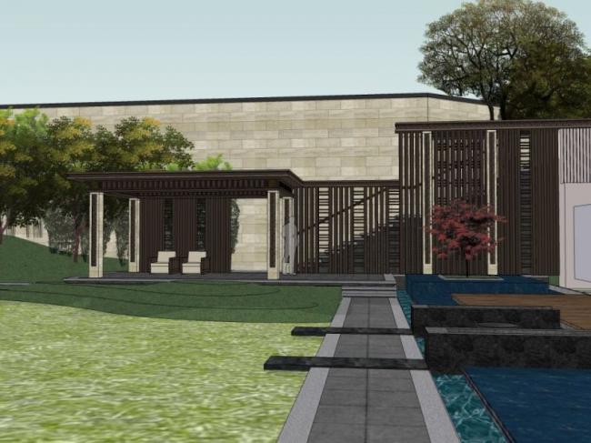 Sketchup景观模型|庭院景观，古典风格