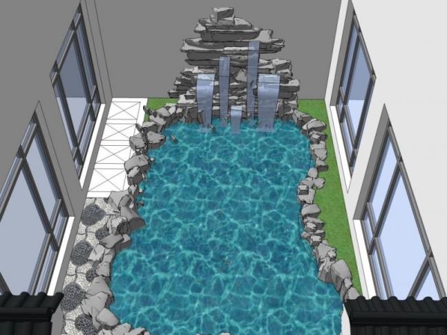 Sketchup景观模型|别墅景观，庭院景观，中式风格