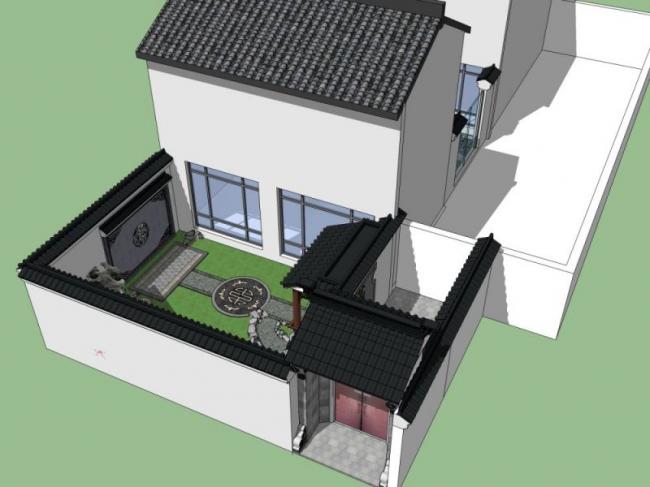 Sketchup景观模型|别墅景观，庭院景观，中式风格