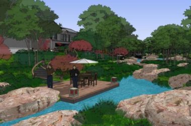Sketchup景观模型|小区景观，住宅景观，现代中式风格-BIM建筑网