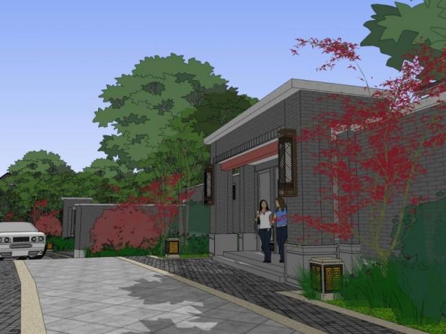 Sketchup景观模型|小区景观，住宅景观，现代中式风格