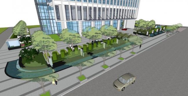 Sketchup景观模型|办公景观，现代风格