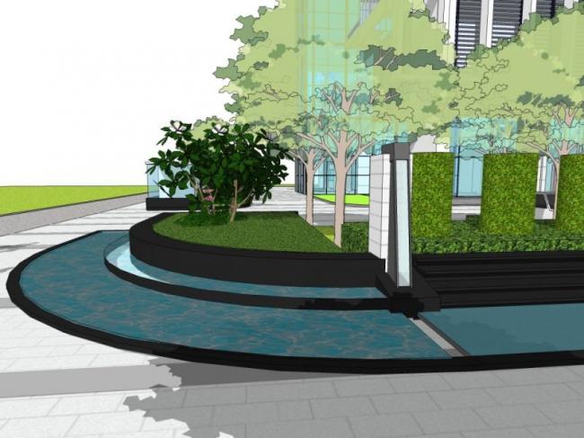 Sketchup景观模型|办公景观，现代风格