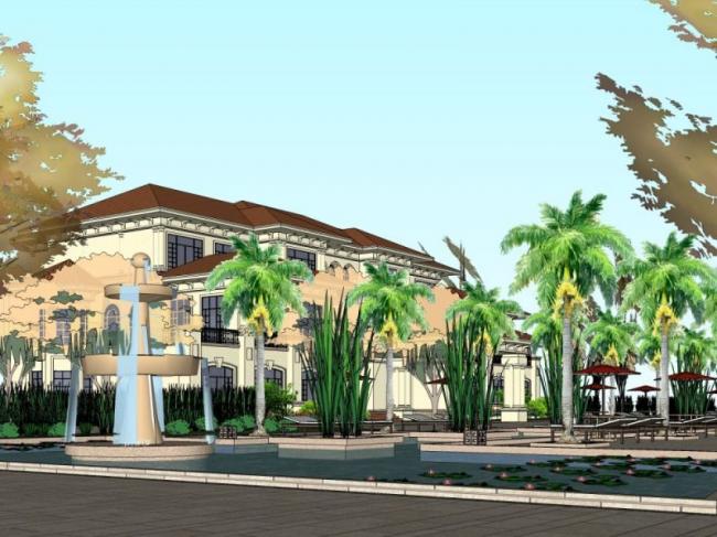 Sketchup景观模型|别墅景观，古典风格