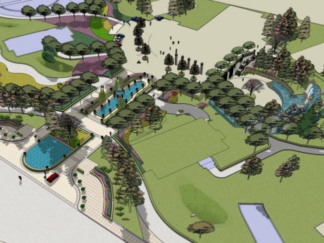 Sketchup景观模型|广场景观，古典风格