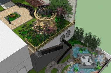 Sketchup景观模型|庭院景观，古典风格-BIM建筑网