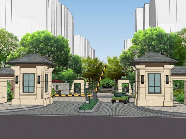 Sketchup景观模型|小区景观，住宅景观，现代风格