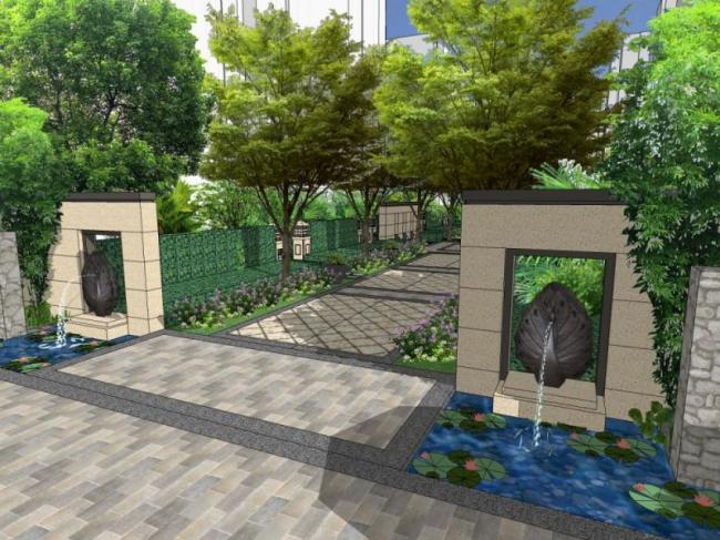 Sketchup景观模型|小区景观，住宅景观，现代风格