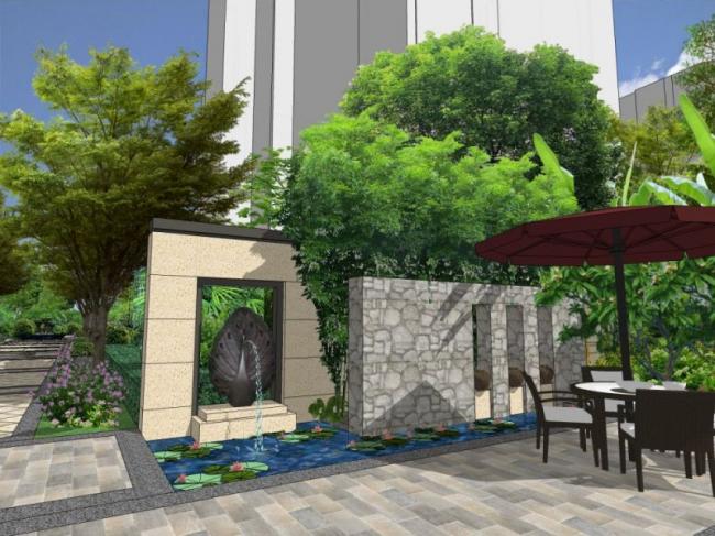 Sketchup景观模型|小区景观，住宅景观，现代风格