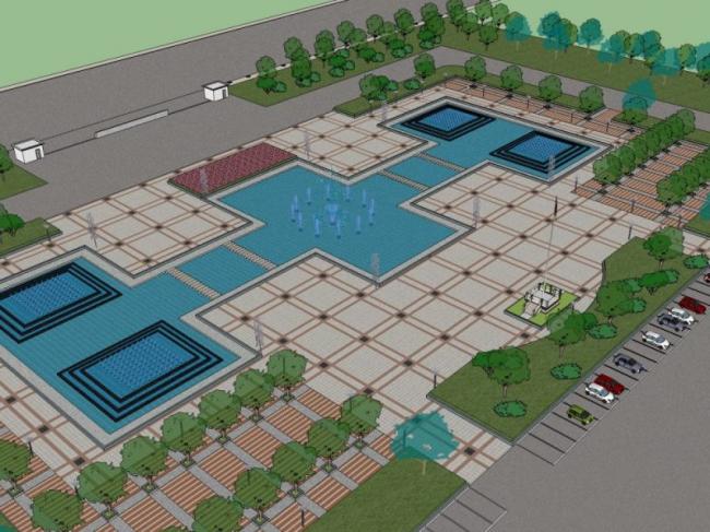 Sketchup景观模型|广场景观，现代风格