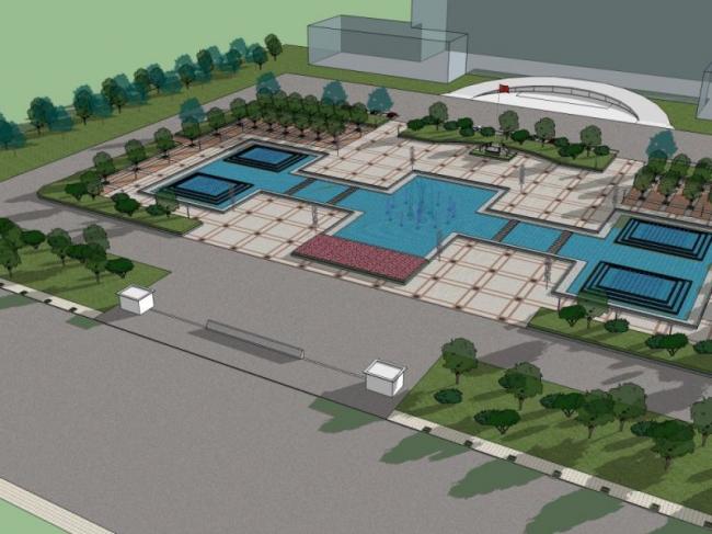 Sketchup景观模型|广场景观，现代风格