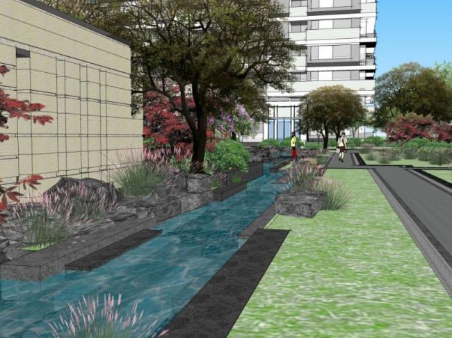 Sketchup景观模型|小区景观，住宅景观，现代风格