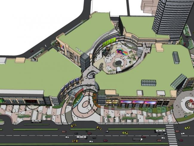 Sketchup景观模型|商业景观，现代风格