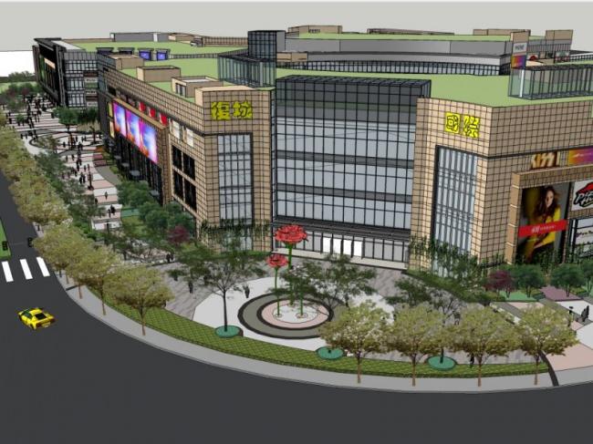 Sketchup景观模型|商业景观，现代风格