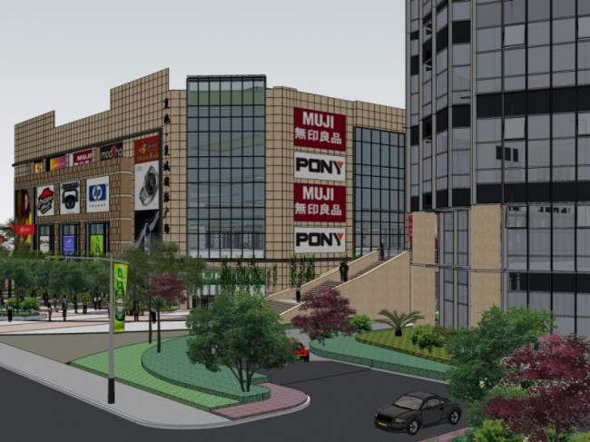 Sketchup景观模型|商业景观，现代风格