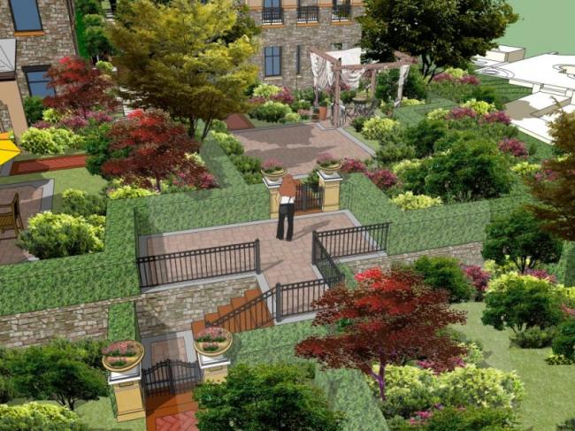 Sketchup景观模型|小区景观，住宅景观，古典风格