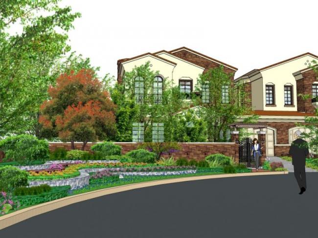 Sketchup景观模型|小区景观，别墅景观，古典风格