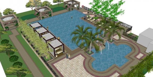 Sketchup景观模型|滨水景观，休闲景观，现代风格