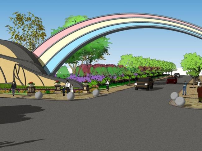 Sketchup景观模型|街道景观，现代风格