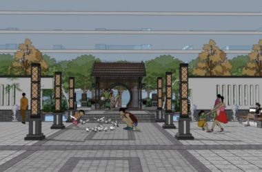 Sketchup景观模型|小区景观，住宅景观，新中式风格-BIM建筑网