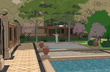 Sketchup景观模型|小区景观，住宅景观，古典风格-BIM建筑网