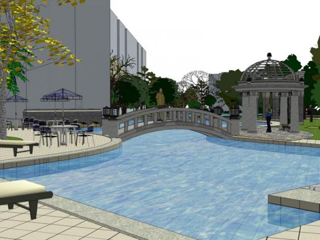 Sketchup景观模型|小区景观，住宅景观，古典风格