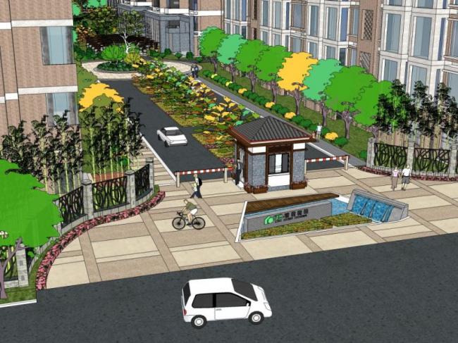 Sketchup景观模型|小区景观，住宅景观，现代风格