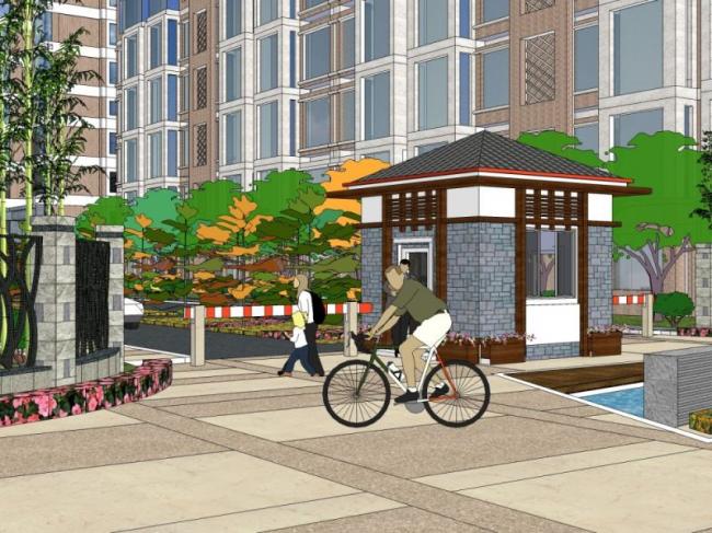 Sketchup景观模型|小区景观，住宅景观，现代风格