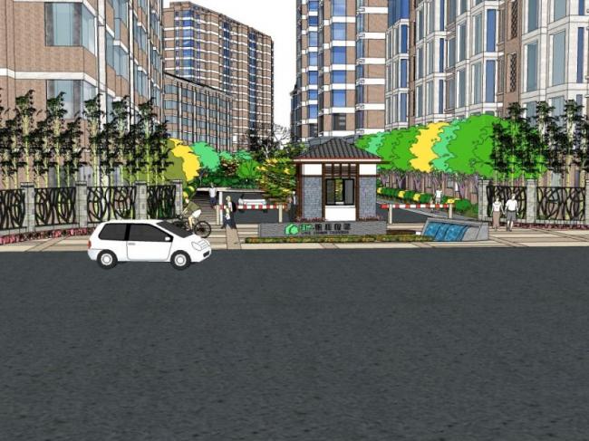 Sketchup景观模型|小区景观，住宅景观，现代风格